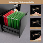 LOKO 3-Drawer File Cabinet, Mobile Printer Stand Cabinet with Adjustable Shelf, Rolling Lateral Filing Cabinet with Wheels for Letter, A4, Legal Size, for Home Office Organization (Black)