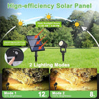 Solar Spotlights Outdoor Waterproof, Warm White Landscape Spotlights, Decorative Solar Spot Lighting for Garden, Yard, Pathway, Lawn, Poolside, Party, 2-in-1 Mounted (Warm White, 4 Pack)