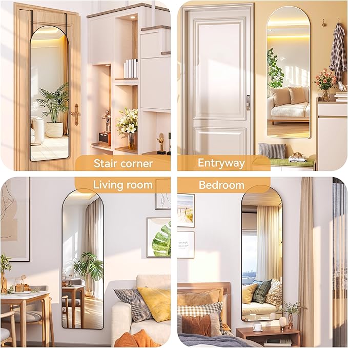 Hasipu Door Mirror Full Length, 51.1 x 15.7 Inch Full Body Wall Mirror Over The Door Hanging Mirror for Bedroom, Living Room, Cloakroom (White)
