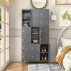 Aobabo 18 Doors Metal Locker for Employees,Metal Storage Locker Cabinet with Lock and Leg, for Office Garage School Home Industrial, Assembly Required, Dark Grey