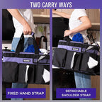Wearable Cleaning Caddy Bag, Cleaning Caddy Supplies Organizer with Handle & Shoulder Straps for Housekeepers, Under Sink & Car Cleaning Tool Organizers with 4 Foldable Divider (Purple)