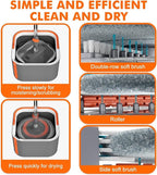 KZKR Upgraded Spin Mop and Bucket Set, Separate Clean and Dirty Water System, 360° Foldable Square Mop Head with Washable Microfibe Mops Pad, Detachable Bucket for Home Floor Cleaning