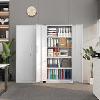 Superday Metal Garage Storage Cabinet with Lock, 71" H Lockable Storage Cabinets with Doors and 4 Adjustable Shelves, Locking Cabinet for Office, Home, Garage, Gym, School (White)