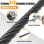 AHEONLAR 1000FT 1/8" T316 Stainless Steel Cable for Railing,7x7 Wire Rope with Cutter,1850 lb Breaking Strength,Deck Stair Fence Hardware Kit for Indoor Outdoor Use,Black