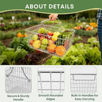 2 Pack Picnic Baskets with Handle, Pantry Organizers and Storage Basket, Stainless Steel Cabinet Organizer, Multi-functional Basket, for Gathering,Closets,Pantry,Garage,Bathroom,Picnic & More (S+L)