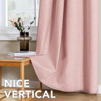 H.VERSAILTEX Linen Curtains 100% Blackout Curtains for Bedroom 96 inch Long Full Light Blocking Nature Linen Blended Window Curtains for Living Room Nickel Grommet (2 Panels, Heathered Baby Pink)