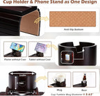 Couch Cup Holder Tray, 15.75" Bamboo Cup Holder for Couch, 3 in 1 Foldable Arm Chair Clip on Side Tray Table for Remote Snack Table on Armrest
