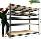 59.9" W Garage Shelves 2230LBS Metal Shelving, 5 Tier Adjustable Garage Storage Shelves, Heavy Duty Shelving for Storage, Basement, Warehouse, Pantry, Kitchen, 59.9"W x 24.1"D x 72.1"H, Black