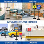 4 Packs 8.5x11 Inch Sign Stand - Adjustable Floor Standing Sign Holder, Pedestal Poster Stand for Vertical & Horizontal Display, Outdoor & Indoor Use for Business & Store Signage - Black