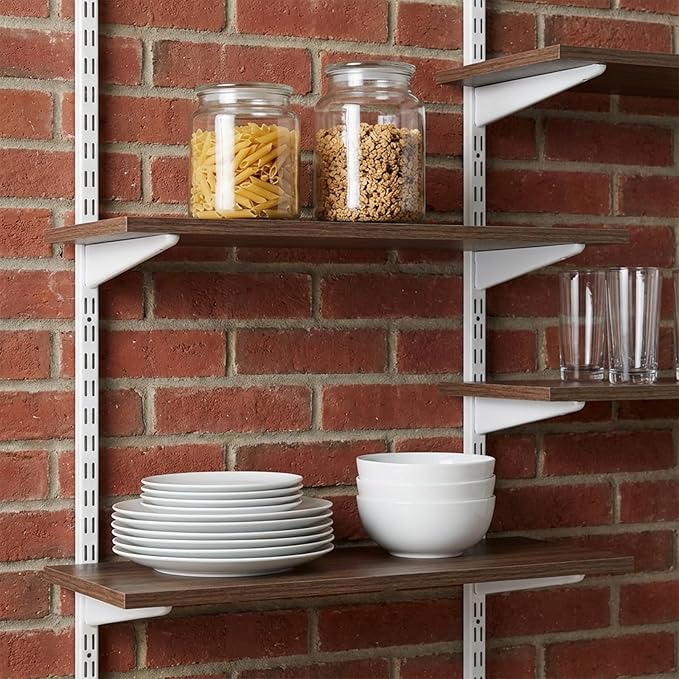10 Pack Adjustable Shelf Brackets Shelving Brackets Heavy Duty, Double Track System Metal Stand, Metal Upright Track Stands for Adjustable Closet Systems Closet Organization, 11.5 Inches