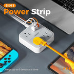 TESSAN Ultra Thin Flat Extension Cord 5 FT, Slim Power Strip with USB Ports (1 USB C), Surge Protector Flat Plug Wall Charger with 3 Outlets for Office, School, Dorm Room Essentials