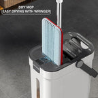 Dual-Mop and Bucket Set, 3-Tank Flat Mop and Bucket System with Separate Dirty and Clean Water, Wall Cleaner Mop, Flat Mops for Floor Cleaning with 6 Microfiber Pads