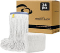Pack of 24 Cut End Cotton Mop Head Replacement, 1.25-inch Universal Headband, Wet Mop Refills, Natural, 16 Oz
