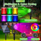 Solar Spotlights Outdoor Waterproof, RGB Landscape Spotlights, Christmas Decorative Solar Spot Lighting for Garden, Yard, Pathway, Lawn, Poolside, Party, 2-in-1 Mounted (RGB, 4 Pack)