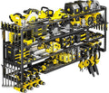 Extra Large 64" W Power Tool Organizer Wall Mount, Load 1000 lbs, Heavy Duty 4 Tier Garage Storage Rack with 8 Drill Holders, 2 in 1 Corner or Straight Installation, Christmas Gift for Men