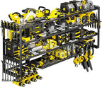 Extra Large 64" W Power Tool Organizer Wall Mount, Load 1000 lbs, Heavy Duty 4 Tier Garage Storage Rack with 8 Drill Holders, 2 in 1 Corner or Straight Installation, Christmas Gift for Men