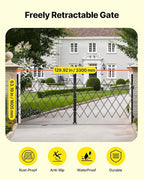 VEVOR Double Folding Security Gate, Lockable Scissor Gate with 360° Swivel Casters, Outdoor Barricade Steel Retractable Gates, for Entry Security, Garage, Warehouse & Pool, 129.92 x 63.19 in (W x H)