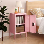 Aobabo 24.4" H Metal Locker Storage Cabinet with 1 Doors, Pantry Storage Cabinet with Adjustable Leveling Foot and Adjustable Shelves, for Kitchen, Employees, Office, Home, Assembly Required, Pink