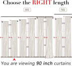 XTMYI Olive Green Linen Curtains 90 Inches Long for Living Room 2 Panels Set,Back Tab Hooks Long Cotton Blend Semi Sheer Window Curtain Drapes for Bedroom,Boho Neutral Aesthetic Decor,50x90 in Length