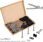 43 Set (172Pcs) Pegboard Mounting spacers and Screws Kit, Peg Boards Installation Hardware Accessories. Include Sturdy Screws, Spacers,Washers and Lock Clips for 1/8 Inch and 1/4 Inch Pegboard