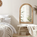 LOSOUR Arched Mirror, Farmhouse Decor Solid Wood Frame Wall Mirror, Bathroom Mirrors, Large Vintage Mirror for Bathroom, Living Room,Bedroom, Entryway, Hallway,Foyer (Brown, 36" L x 24" W)