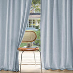 MIULEE Non-See-Through Privacy Linen Curtains 2 Panels, Chambray Blue Light Filtering Window Curtains Farn House Textured Back Tab Semi Sheer Drapes for Bedroom Living Room 90 Inches Long Light Blue
