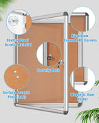 Mifuro 2 Pack 26"x20" Enclosed Bulletin Board, Lockable Weather-Resistant Aluminum Cork Noticeboard for School & Office, Silver Frame w/Cork