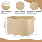 95L Extra Large Blanket Basket, 24" x 16.9" x 14.2" Woven Storage Basket for Living Room, Rectangle Nursery Blanket Storage for Toys, Towels, Dirty Clothes (Jute)