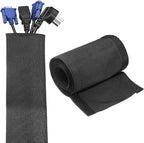uxcell Hook and Loop Cable Management Sleeve, 6.6ft x 1.6 Inch Flexible Cable Wrap Covers Wire Hider, Cord Organizer and Cable Protectors for Desk TV Computers, Black