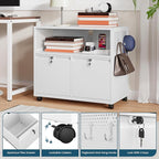 MIIIKO File Cabinet with Storage 2 Drawers, Rolling File Cabinet for Home Office, Metal White 2 Drawers Storage with Shelf, for Printer, Letter A4 File Organizer