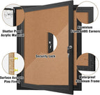 Mifuro 26"x20" Enclosed Bulletin Board, Outdoor Lockable Weather-Resistant Aluminum Cork Noticeboard for School & Office, Black Frame w/Cork