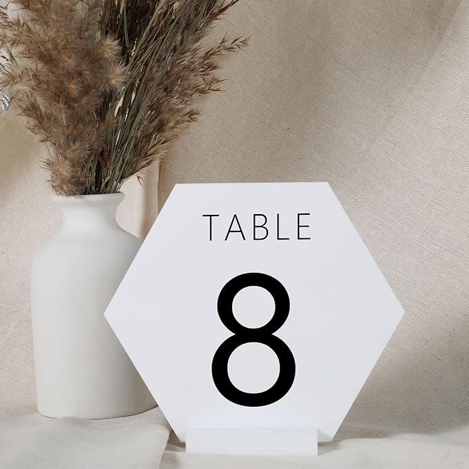 UNIQOOO 3" White Acrylic Stand | 10 Pack 3mm Slot Wedding Sign Holders, Perfect for Wedding, Table Number, Exhibition, Office, Restaurant, Business