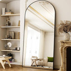 GLSLAND-77 x38 Arched Full Length Mirror - Oversize Floor Mirrors Aluminum Alloy Frame Full Body Dressing Mirror for Bedroom Living Room,Black