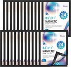 Magnetic Sign Holder 8.5 x 11 Inches Self-Adhesive Magnetic Display Frame 24 Pack Magnet Sign HoldersPicture Frame Document Holder for Wall, Window, Classroom, Office, Poster Store(The back is self-adhesive)