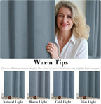 H.VERSAILTEX Linen Blackout Curtains 63 Inches Long 100% Blackout Thermal Insulated Textured Linen Look Curtain Draperies Anti-Rust Grommet, Energy Saving with White Liner, 2 Panels, Stone Blue