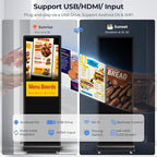 32/43/55/65 Inch Digital Signage Display, LCD Screen Advertising Display Kiosk Interactive Totem Floor Standing Auto AD Player with USB/HDMI/WiFi Android OS (65'' Non-Touch)