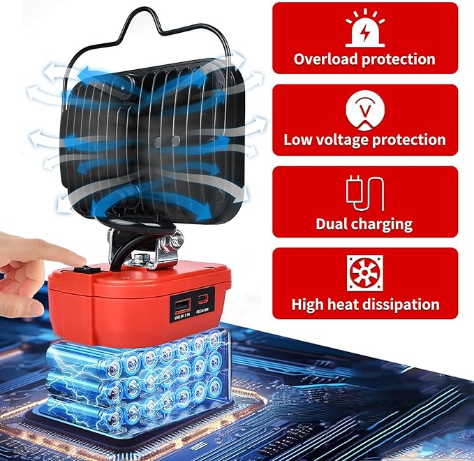 Cordless LED Work Light for Milwaukee 18v Battery,80W Portable Flood Light with USB and Type C Charger Ports for Camping Emergency Workshop(No Battery)