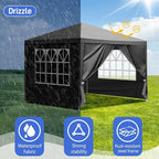 10x10 FT Party Tent, Outdoor Wedding Tents for Parties, Canopy Event Tent with 4 Removable Sidewalls, Waterproof Gazebo Shelter for Birthday Parties, Weddings, BBQs & Events (10X10FT-4Sides Black)