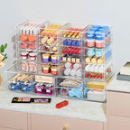 Desk Organizers And Accessories With 22 Drawers, 4 Pack Office Desktop Drawers, Plastic Makeup Organizer Containers Bins With Drawers Desk Organization, Bathroom Organizers Storage Case Box Cube