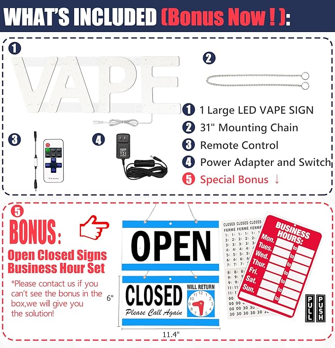 LED VAPE Sign for Business,32x10 inch Vape Smoke Sign Led for Window Wall Door w/Remote Control VapeSmoke Smoking Shop Store