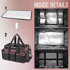 Wearable Cleaning Caddy, Cleaning Caddy Supplies Organizer with Handle & Shoulder Straps for Housekeepers, Under Sink & Car Cleaning Tool Organizers Bag with 4 Foldable Divider (LotusPink)