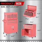 INTERGREAT Tool Chest, Assembled Tool Cabinet with 8 Drawers, Detachable Organized Tool Chests, Lockable Tool Cabinet for Workshop, Warehouse, Mechanics Garage (Pink)