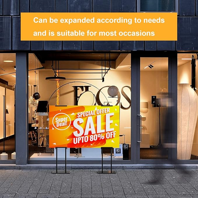 2Pack Sign Holder Stand,Display Stand,Heavy Duty Adjustable Pedestal Sign Stand Up to 75 inch,Double-Sided for Board & Foam Sign,Sign Stand with Base,Fit Wedding,Restaurant or Business etc(Poster not Included)