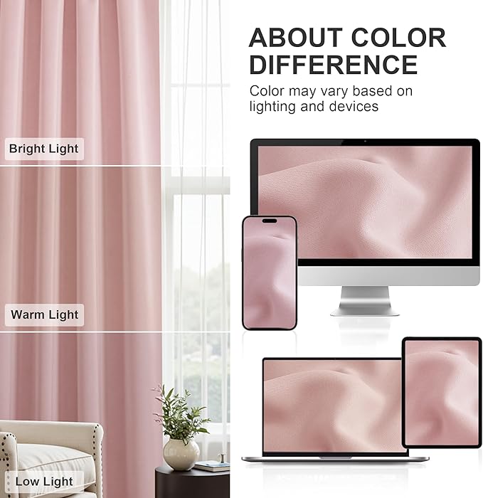 PONY DANCE Blush Pink Cafe Curtains 24 inch Length,Thermal Insulated Small Window Curtains for RV Camper, Privacy Basement Short Drapes, Peach Blush, W 29 x L 24 inches, 2 Panels Set