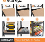 HOMEDANT 5 Tier Storage Shelves Adjustable Laminated Boltless Garage Metal Shelving Unit Heavy Duty Utility Rack Shelf Warehouse Pantry Closet Kitchen (3, (S) 28" W, Black)