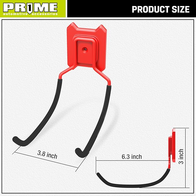 Prime 1 PR1ME 1 Pack Garage Garden Tool Organizer Wall Mount Hooks,Support 33lbs, Heavy Duty Metal Storage Hooks for Power Tool,Hand Tool,Bike,Hoses,Broom,etc