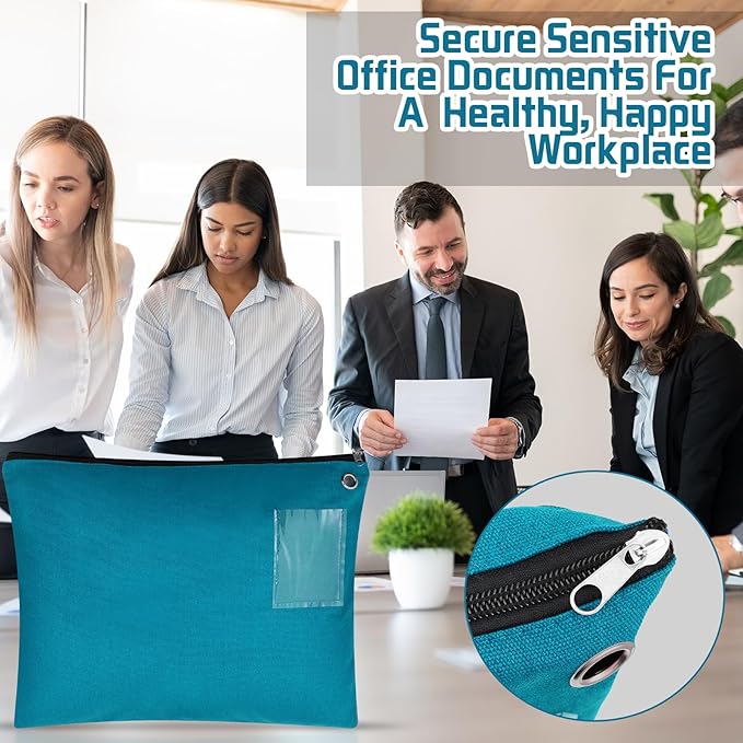 2 Pcs Interoffice Mailer Canvas Transit Sack Zipper Bag 18" x 14" Large Zipper Pouch with Grommet Interoffice Mail Bag (Teal)