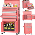 INTERGREAT Tool Chest, Assembled Tool Cabinet with 8 Drawers, Detachable Organized Tool Chests, Lockable Tool Cabinet for Workshop, Warehouse, Mechanics Garage (Pink)