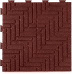 Playsafer Herringbone Rubber Interlocking Tiles | 16 X 16 | Easy Install for Indoor and Outdoor Use (Red, 10 Tiles)