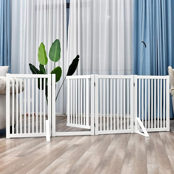 WELLAND Triangle Support Feet Set of 2 for 360 Degree Configurable Gate Collection, Solid Pine Wood, Easy to Install, 2 Pairs of Safety Fence Feet for Freestanding Pet Gates, White (Only Feet)